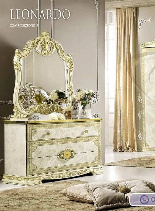 Leonardo Italian Ivory/Gold Bedroom Set or Separatly Items by Camel Group Italy