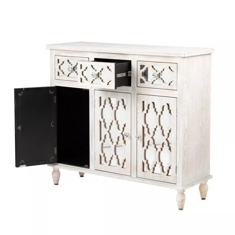 Hampton Beach 3 Drawer 3 Door Wood Small Sideboard Cabinet