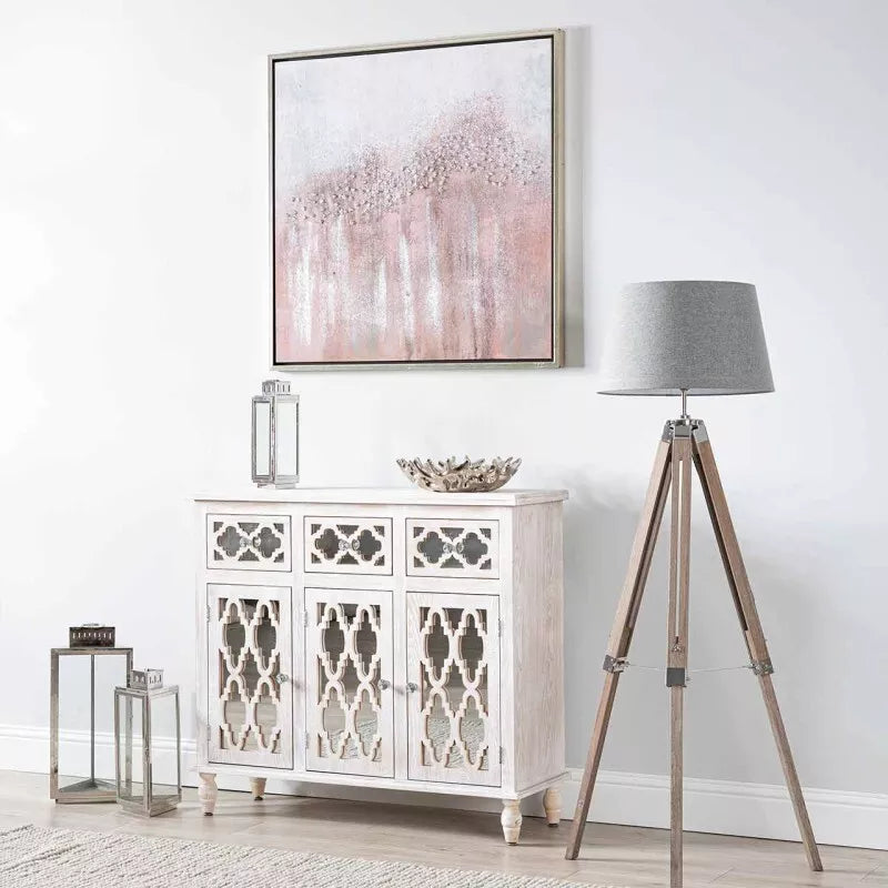 Hampton Beach 3 Drawer 3 Door Wood Small Sideboard Cabinet