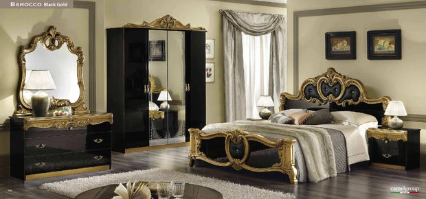 Borocco Luxury Italian 4 Doors Bedroom Set In Black & Gold by Camel Group Italy