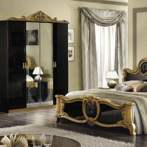 Borocco Luxury Italian 4 Doors Bedroom Set In Black & Gold by Camel Group Italy