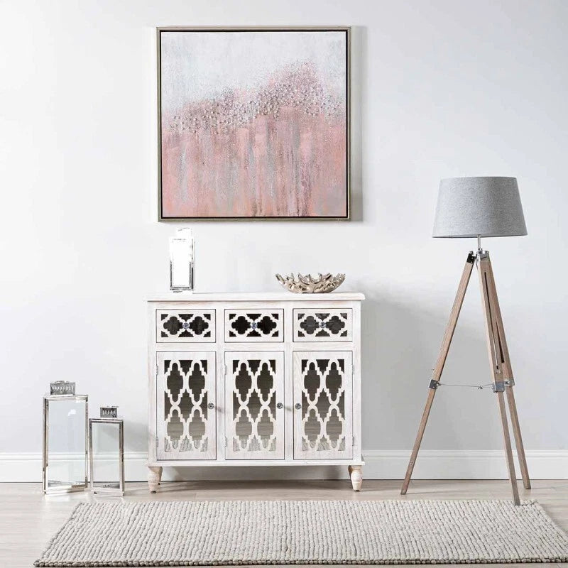 Hampton Beach 3 Drawer 3 Door Wood Small Sideboard Cabinet