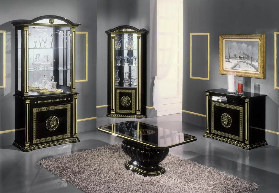 ROSELLA ITALIAN HIGH GLOSS BLACK & GOLD SIDEBAORD / Hi Fi UNIT BY H2O DESIGN