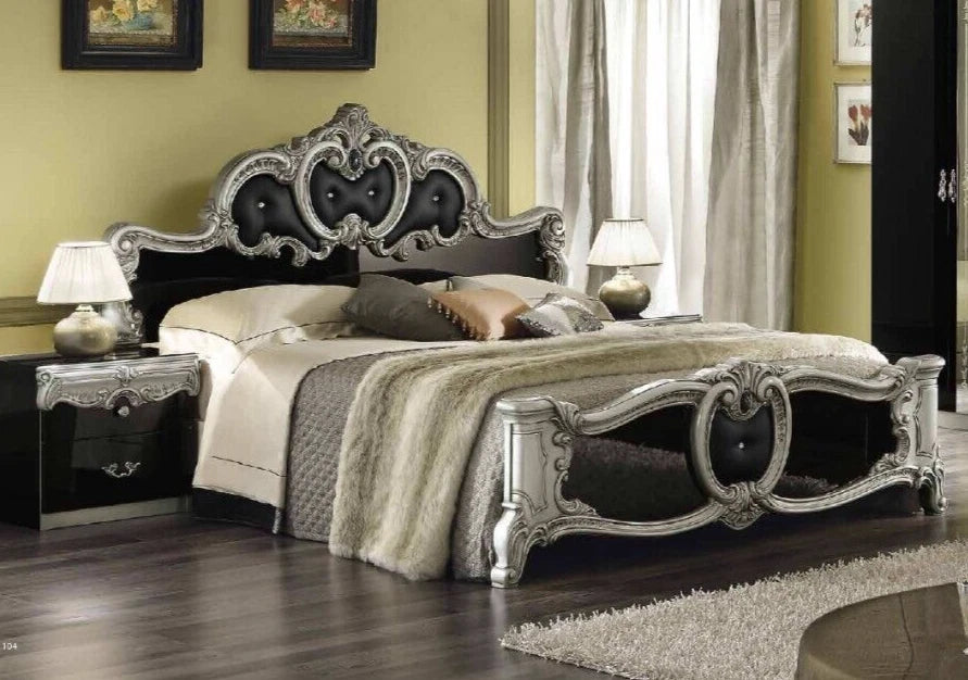 Borocco Luxury Italian 4Doors Bedroom Set In Black & Silver by Camel Group Italy