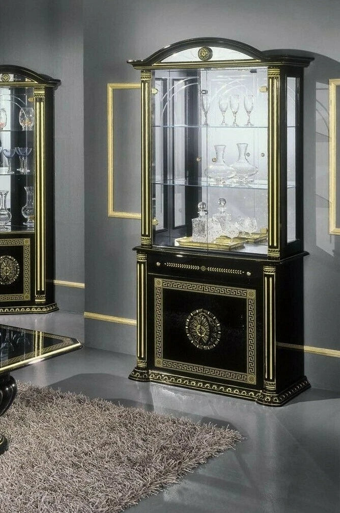 Rosella italian Black/Gold 2 Door Vitrine/Display Cabinet by H2O Desgin £1099