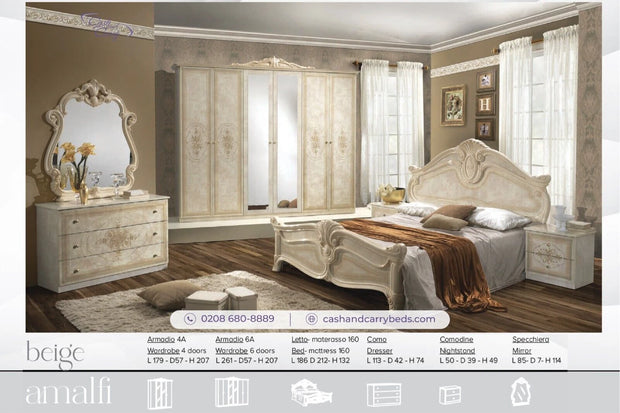 Beautiful Amalfi Luxury High Gloss Italian 4 door wardrobe Bedroom Set £899