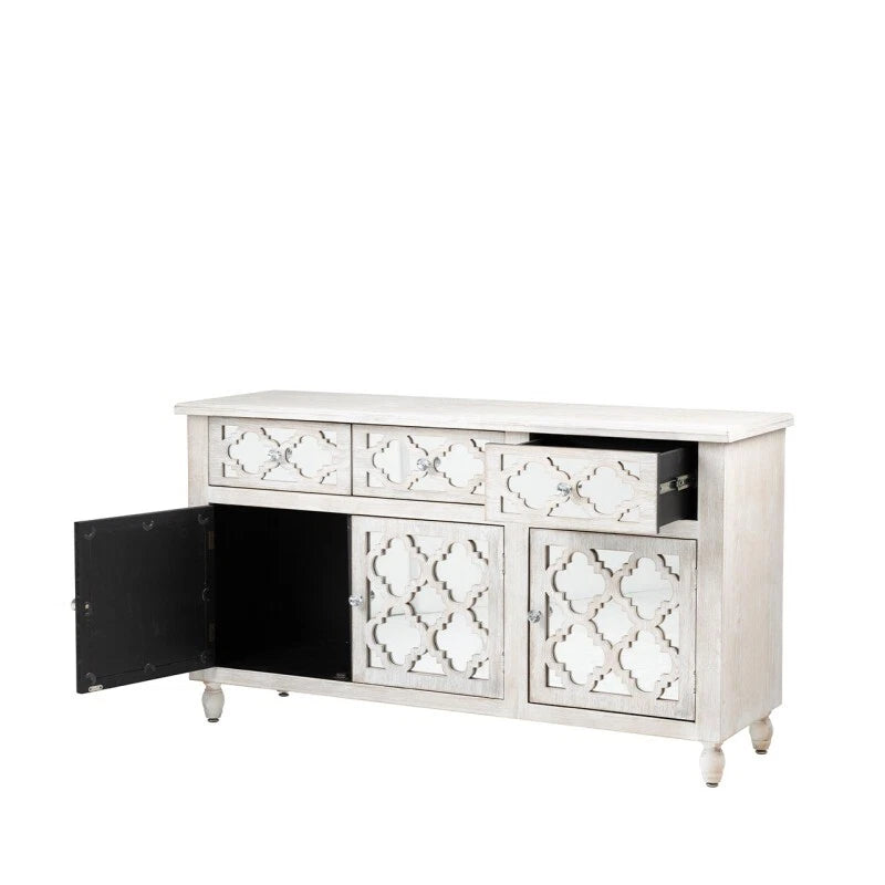 Hampton Beach 3 Drawer 3 Door Wood Large Sideboard Cabinet