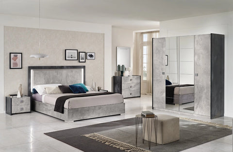 New Luxury Debora Italian 4Door Wardrobe Bedroom Set Grey STM Design Offer Price