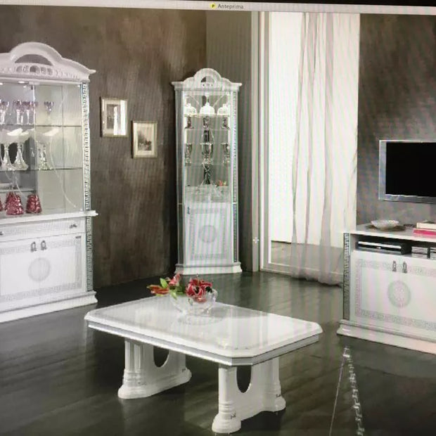 NEW VENUS ITALIAN WHITE/SILVER ITALIAN HIGH GLOSS 2 DOOR DISPLAY CABINE BEN COMP