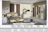 BEAUTIFUL EVA ITALIAN 6 DOORS BEDROOM SET (6Pcs) SPECIAL OFFER WHITE/GOLD