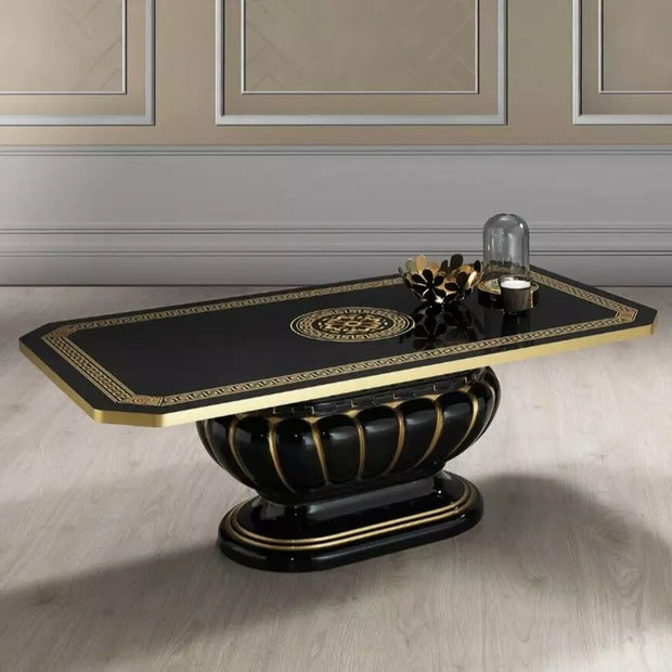 NEW ROSELLA VERSA DESIGN ITALIAN HIGH GLOSS BLACK & GOLD COFFEE TABLE H2O DESIGN