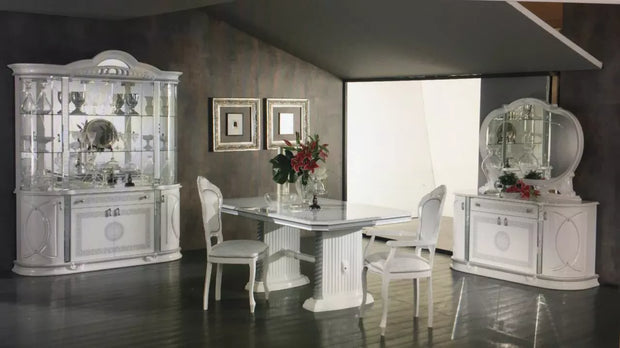 NEW VENUS ITALIAN WHITE & SILVER HIGH GLOSS 4 DOORS DISPLAY VITRINE BEN COMPANY