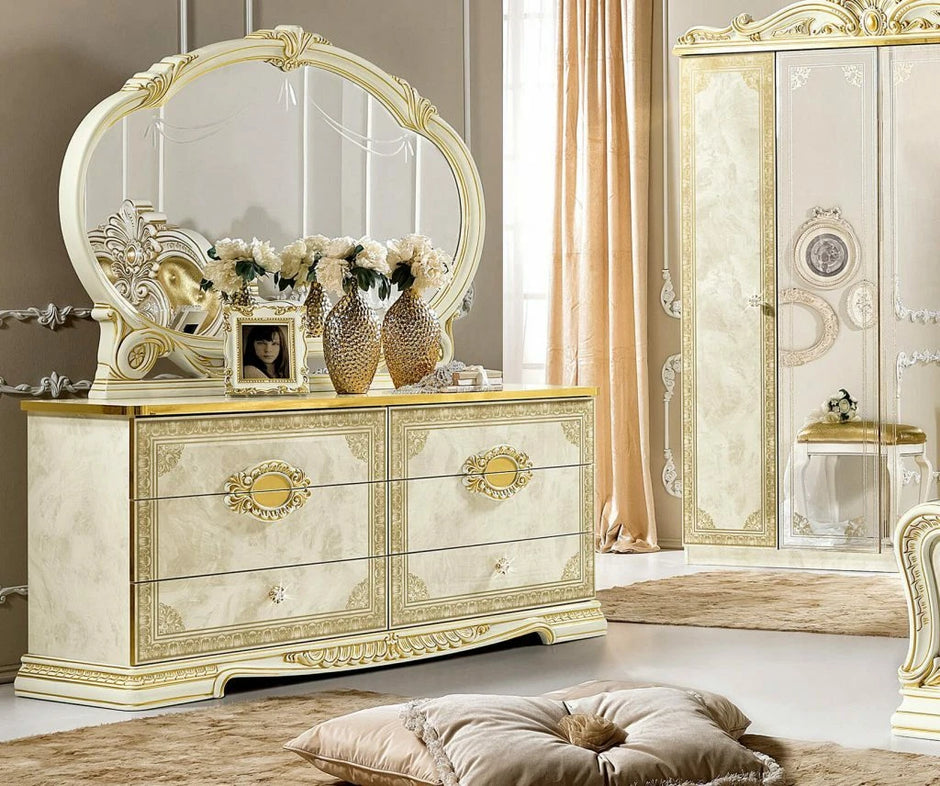 Leonardo Italian Ivory/Gold Bedroom Set or Separatly Items by Camel Group Italy