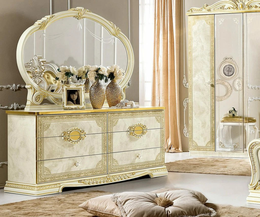 Leonardo Italian Ivory/Gold Bedroom Set or Separatly Items by Camel Group Italy