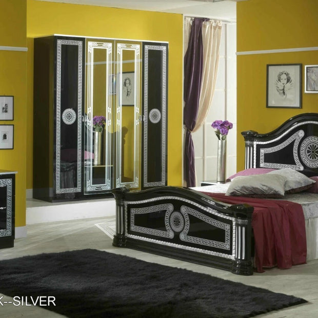 New Serena Italian Wooden Headboard with 4Doors Wardrobe Bedroom Set Ben Company