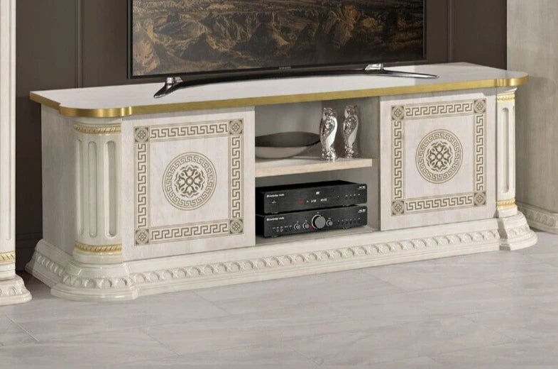 Aurora Italian H-Glossy Large Plasma TV Cabinet Beige/Gold Classic H2O Design