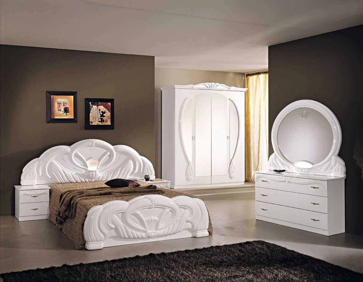 Luxury Giada White Italian Bedroom Set with 3 Drawer Dresser Ben Company Italy