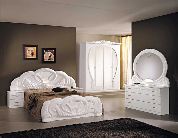 Luxury Giada White Italian Bedroom Set with 3 Drawer Dresser Ben Company Italy