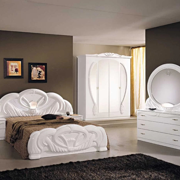 Luxury Giada White Italian Bedroom Set with 3 Drawer Dresser Ben Company Italy