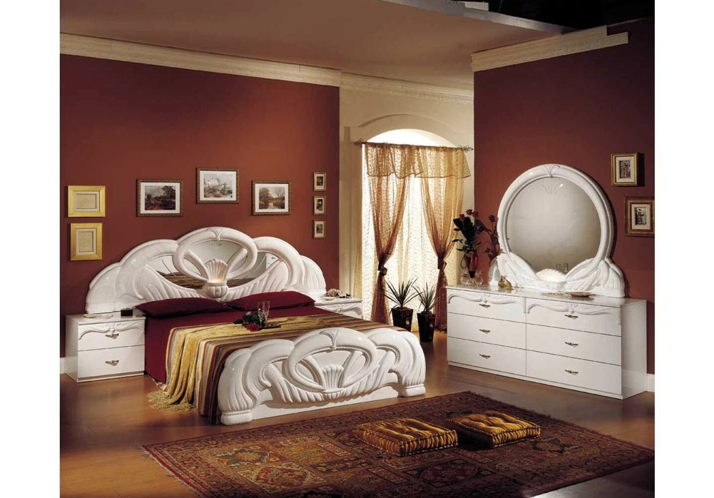 Luxury Giada White Italian Bedroom Set with 3 Drawer Dresser Ben Company Italy