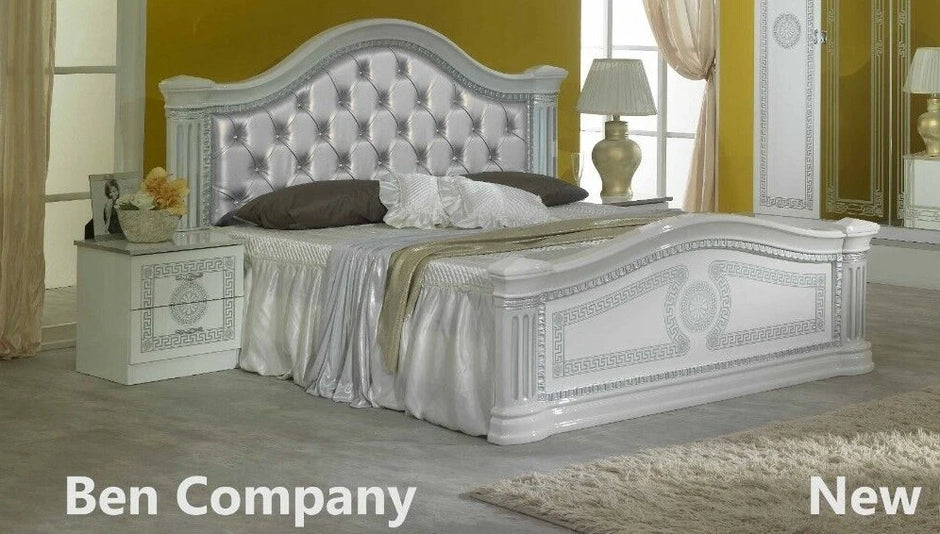 New Serena Leather Headboard Italian Bedroom Set with Dresser+Mirror+2xBedside
