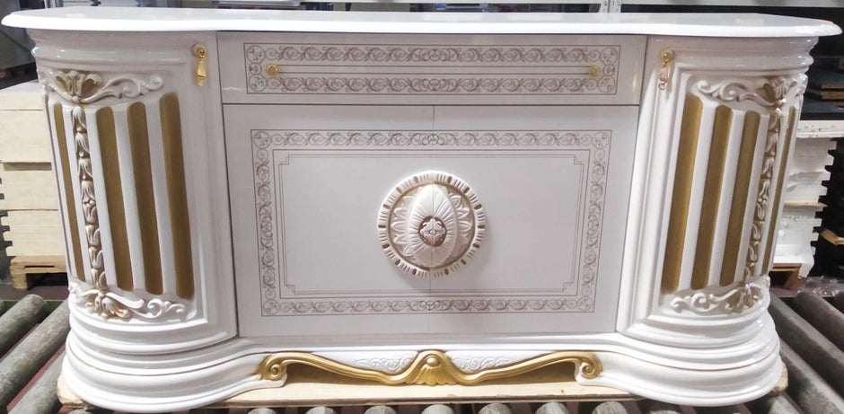 New Betty 2 Doors white/Gold Italian High Gloss Display Cabinet From Ben Company