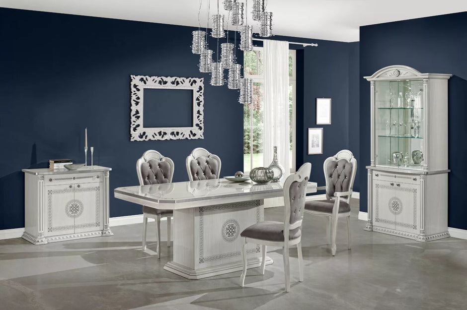New Design Aurora Large Ext-Dining +6 Chairs Grey / Silver by H2O Design