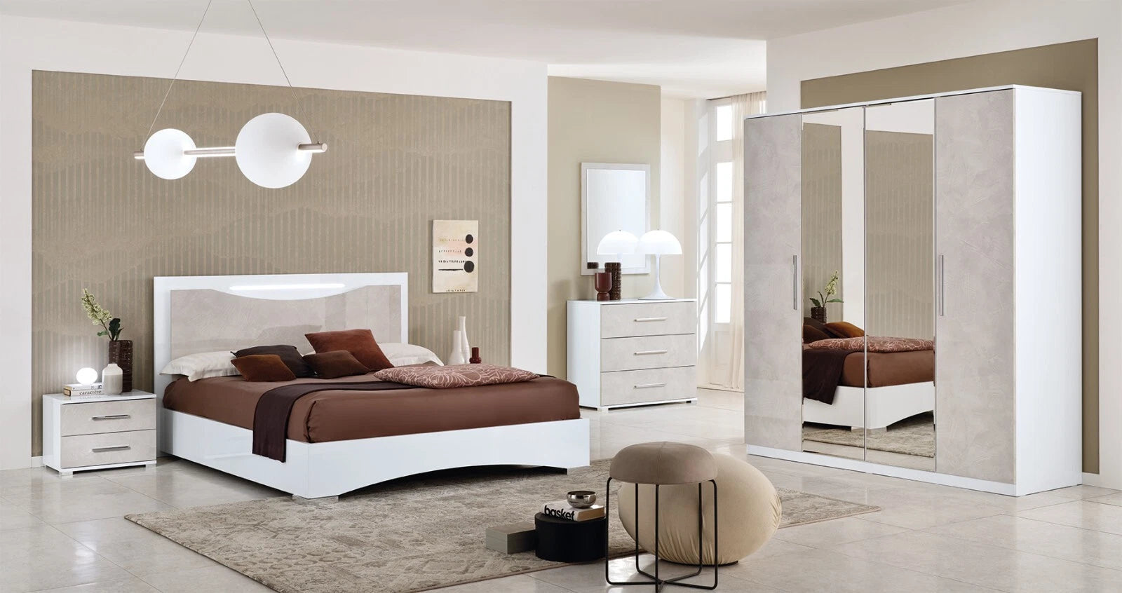 Luxury Vanessa Italian 4 Door Wardrobe Bedroom Set Modern Design Xmas Discount