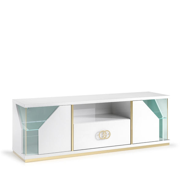 Vogue Italian Tv Cabinet & Coffee Table In White-Gold High Gloss Speical Offer