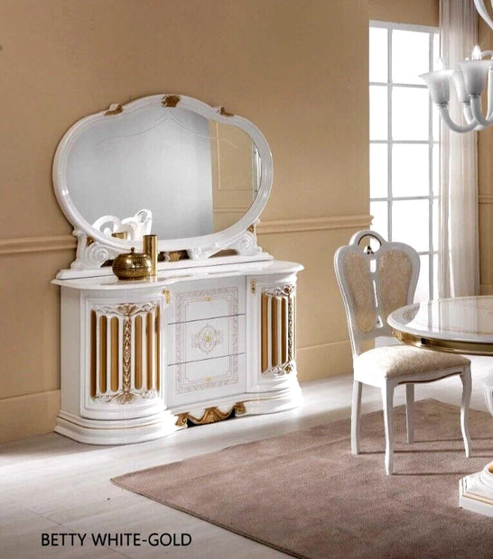 Betty Italian High Gloss 3 Door Sideboard Buffet With Mirror Ben Company