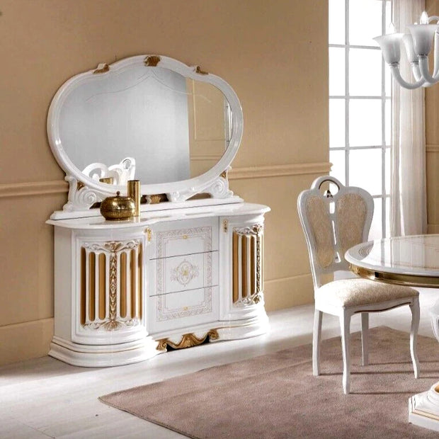 Betty Italian High Gloss 3 Door Sideboard Buffet With Mirror Ben Company