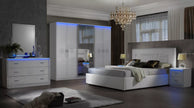 Luxury Gema Storage With LED Lights H/Gloss Italian Bedroom Set 6 Door wardrobe