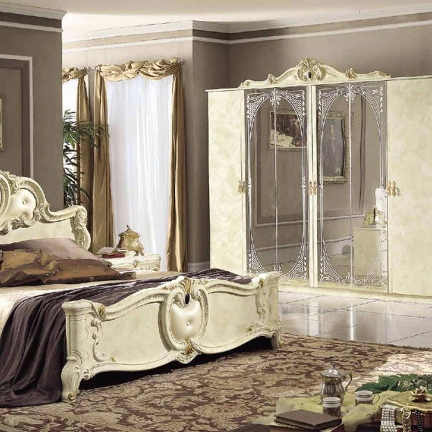 Borocco Luxury Italian 4Doors Bedroom Set In Cream & Gold by Camel Group Italian