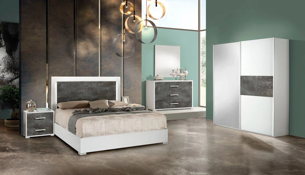 New Luxury Denise Italian Bedroom Set With 4Door Wardrobe White Oxide H2O Design