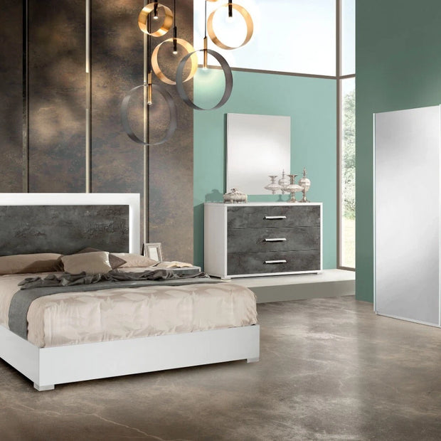 New Luxury Denise Italian Bedroom Set With 4Door Wardrobe White Oxide H2O Design