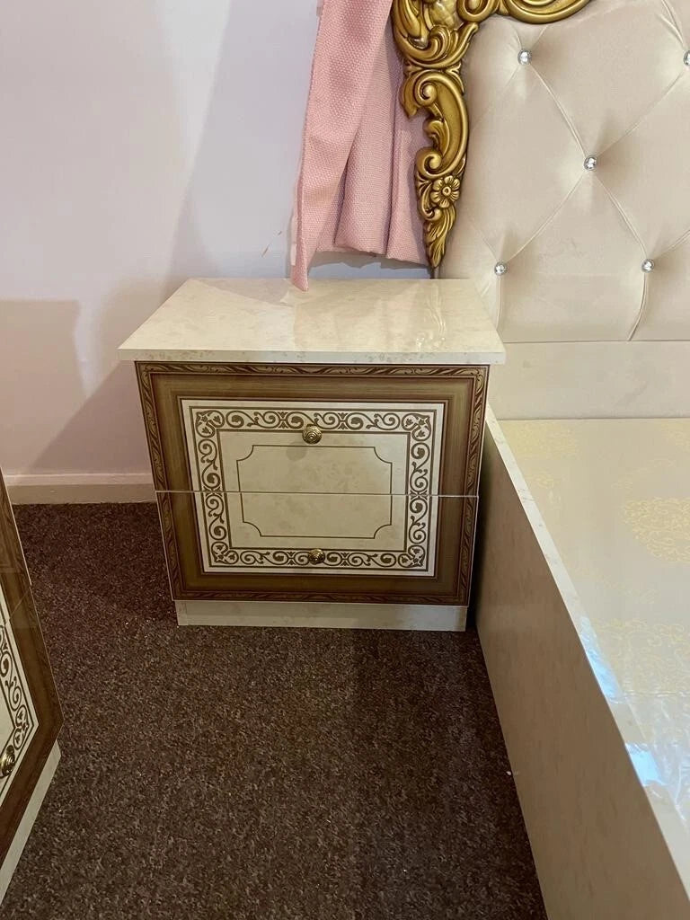 Luxury Anette Italian Superking High Gloss Bedroom Set with 6 Doors Wardrobe