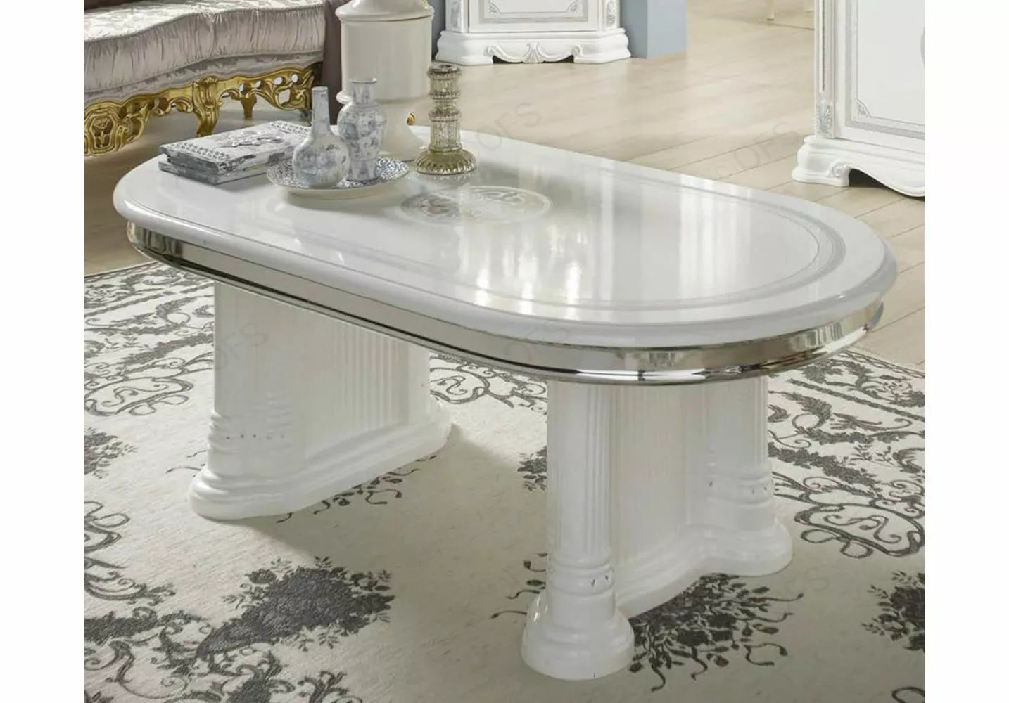 GRETA ITALIAN HIGH GLOSS WHITE-SILVER COFFEE TABLE TUTTOMOBILI DESIGN £399