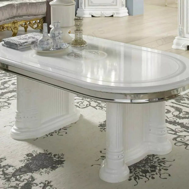 GRETA ITALIAN HIGH GLOSS WHITE-SILVER COFFEE TABLE TUTTOMOBILI DESIGN £399