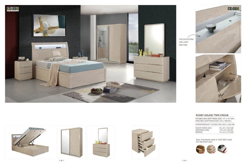 Orginial Rugby High Gloss Strong ottoman Storage Beds & Bedroom Set EASTER OFFER