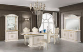 Aurora Versa Design Italian Beige /Gold Oval Ext-Dining Set + 4 Chairs H2O Design