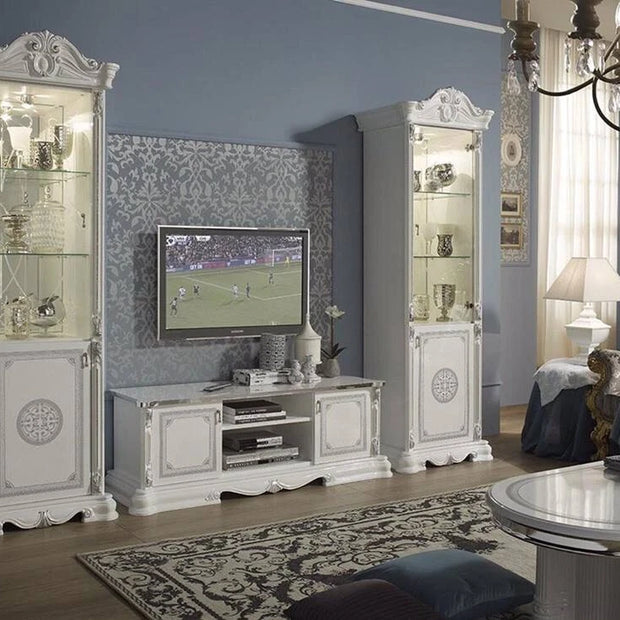 New Stunnung Greta Italian Beautiful TV Cabinet White/Silver Chrome Tutto Mobili