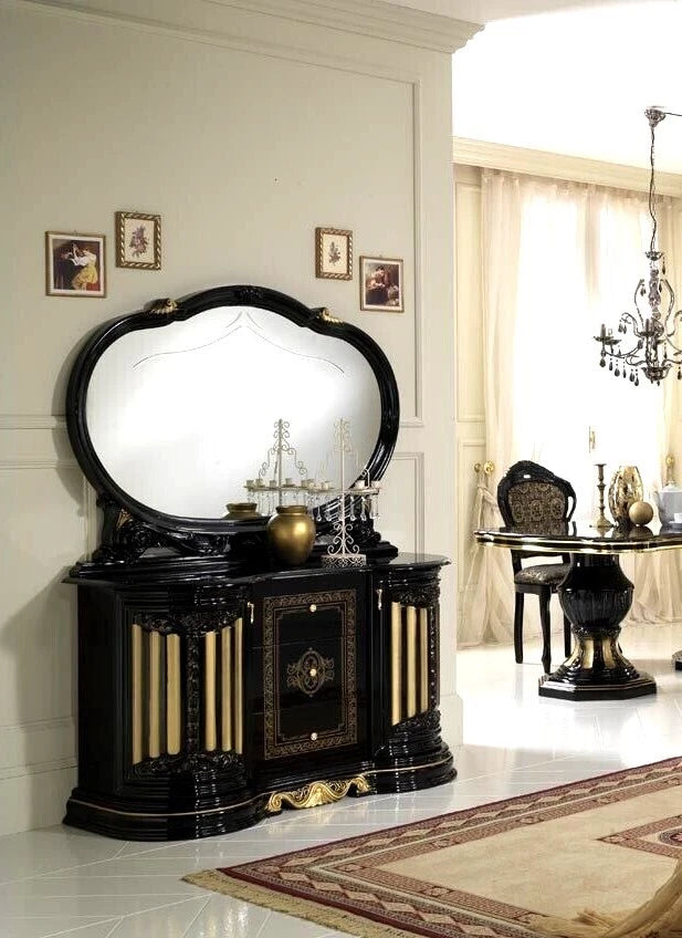 Betty Italian High Gloss 3 Door Sideboard Buffet With Mirror Ben Company