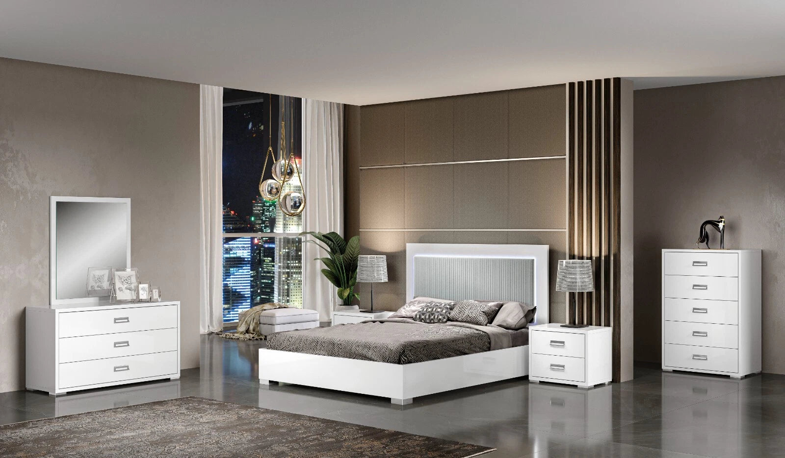 New Luxury Bella Italian Bedroom Set with 4 Door Wardrobe H2O Design Rover Monte