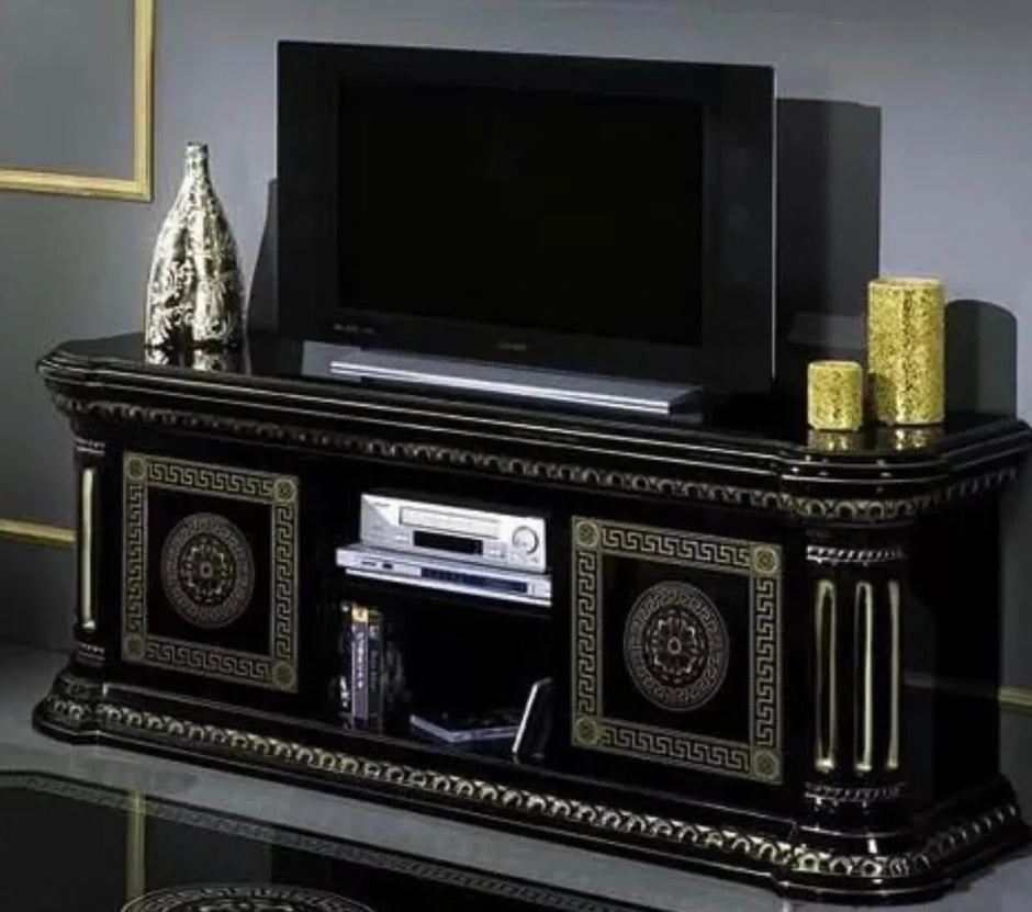 Rosella Versa Design ITALIAN Black and Gold Corner Vitrine Cabinet H2O Design