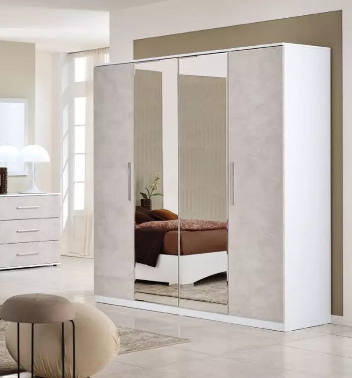 Luxury Vanessa Italian 4 Door Wardrobe Bedroom Set Modern Design Xmas Discount