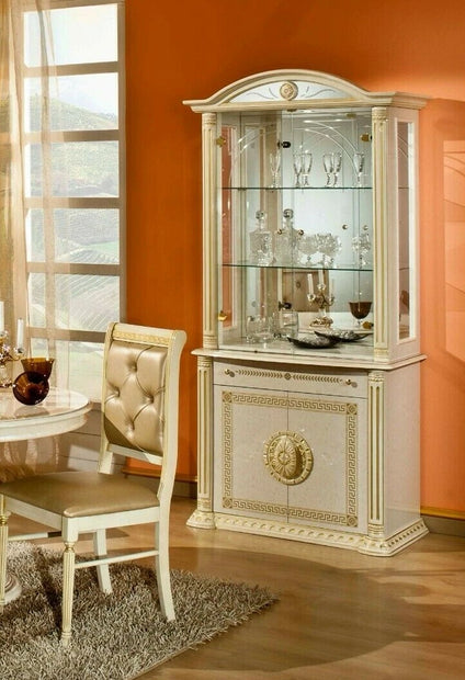 Rosella Italian Beige/Gold 2 Door Vitrine/Display Cabinet Now H2O Design