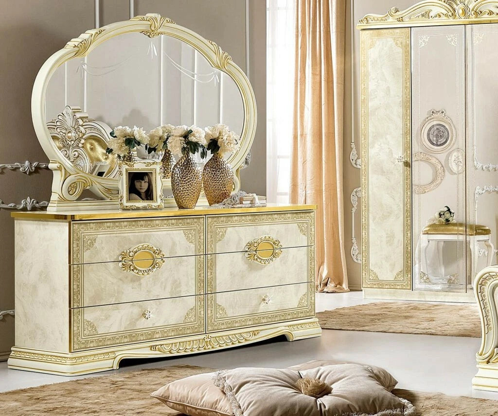 Leonardo Italian Ivory/Gold Bedroom Set or Separatly Items by Camel Group Italy