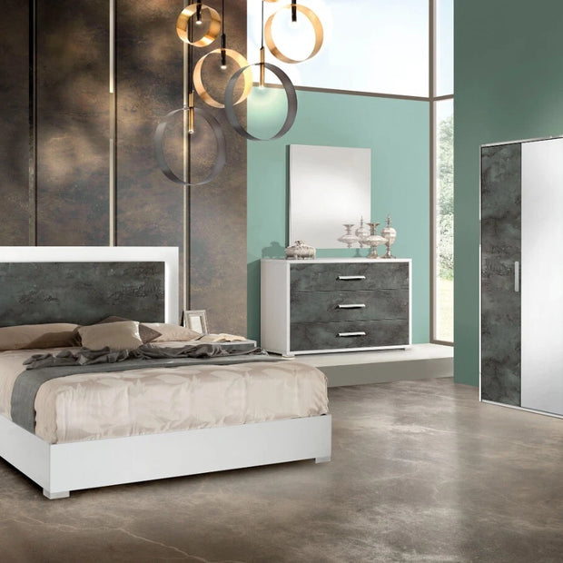 New Luxury Denise Italian Bedroom Set With 4Door Wardrobe White Oxide H2O Design