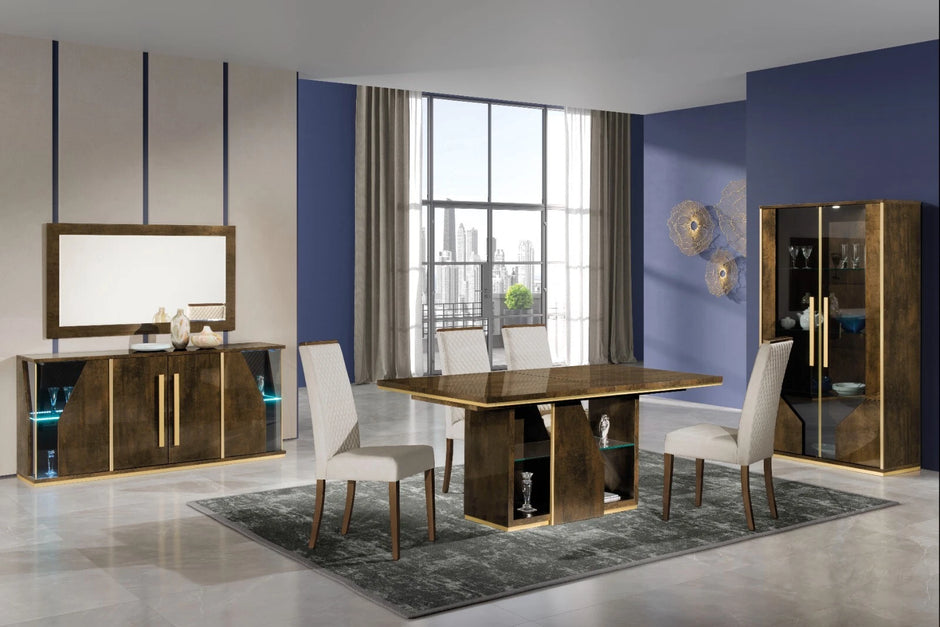 New Modern Desire Italian 4 Doors Sideboard in Bronze & Gold Finish H2O Design