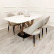 New Orion Gold Luxury Italian 1.8m White Marble Stone Dining Table +6 Chairs Set